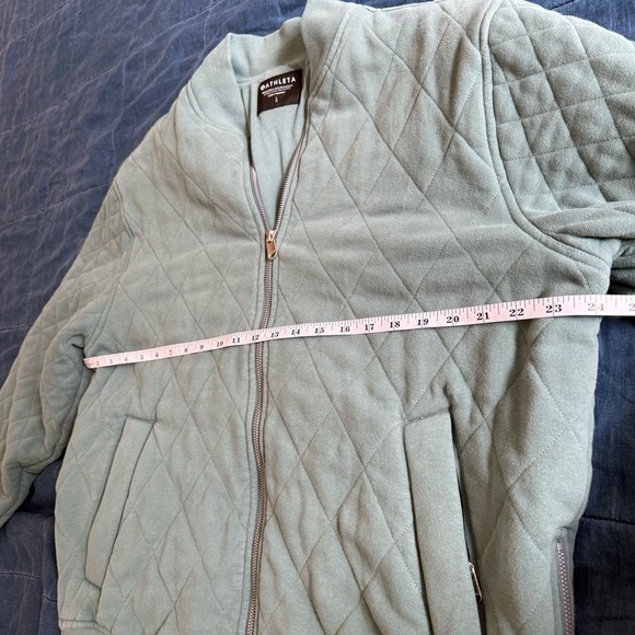 Athleta Retroplush Bomber Quilted Jacket Deep Ocean Teal Size Large - Picture 11 of 13